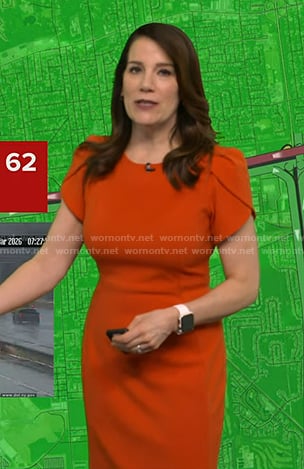 Heather's red tulip-sleeve dress on Good Morning America