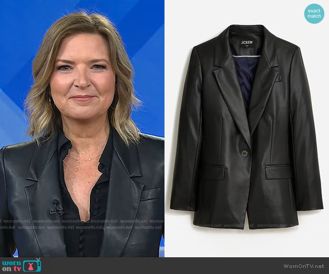 J. Crew Willa Blazer in faux leather worn by Christine Romans on Today