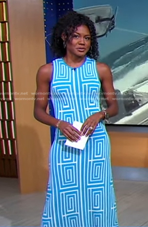 Janai’s blue geometric dress on Good Morning America