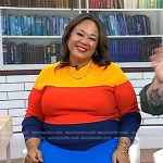 Jasmine Guillory’s rainbow colorblock dress on Today