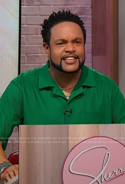 Jawn’s green rib knit shirt on Sherri