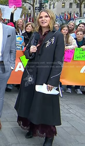 Jenna's grey floral embroidered coat on Today