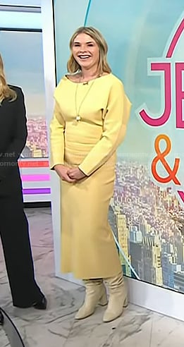 Jenna's yellow off-shoulder knit dress on Today