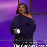 Jennifer’s navy gold button sweater on The Jennifer Hudson Show
