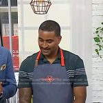 JJ Johnson’s navy stripe short sleeve shirt on Today