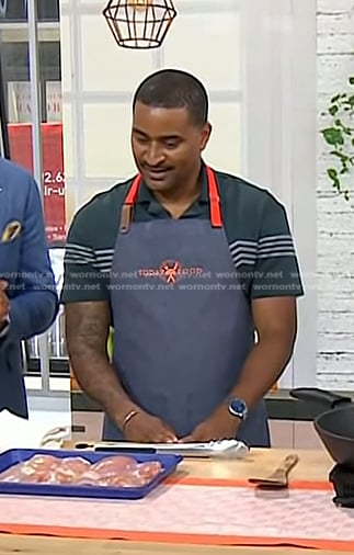 JJ Johnson’s navy stripe short sleeve shirt on Today