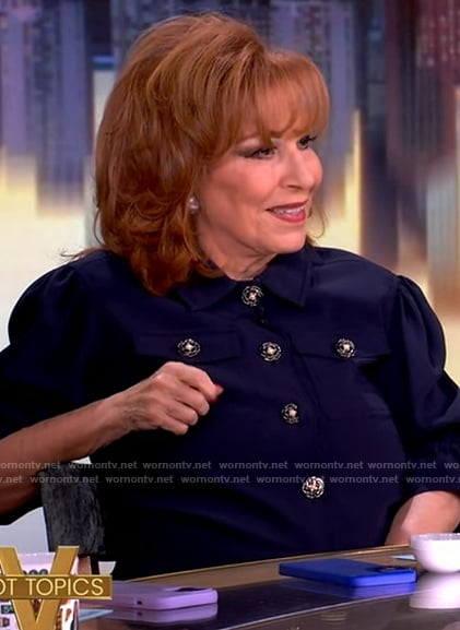Joy’s blue short sleeve jacket on The View