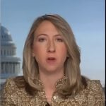 Julia Ainsley’s green floral print short sleeve dress on NBC News Daily