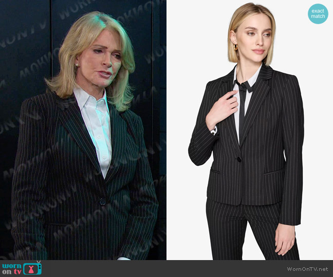 Karl Lagerfeld Paris Pinstriped One-Button Blazer worn by Marlena Evans (Deidre Hall) on Days of our Lives