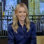 Kelly’s blue satin blouse on Live with Kelly and Mark