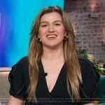 Kelly’s black gathered waist dress on The Kelly Clarkson Show