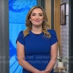Kelly O’Grady’s blue short sleeve sheath dress on CBS Mornings