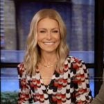 Kelly’s abstract print shirt on Live with Kelly and Mark