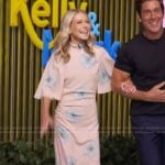 Kelly’s pink floral print high neck dress on Live with Kelly and Mark