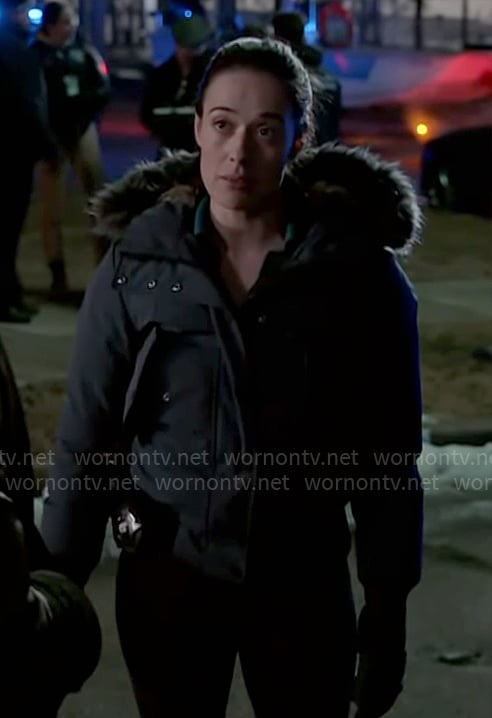 Kim's blue padded jacket on Chicago PD