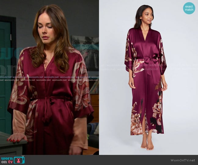 Stephanie’s wine red floral robe on Days of our Lives Stephanie’s wine red floral robe on Days of our Lives