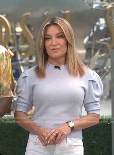 Kit’s blue puff sleeve top on Access Hollywood