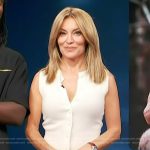 Kit’s white vest and pleated skirt on Access Hollywood