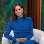 Rebecca’s blue keyhole midi dress on Good Morning America