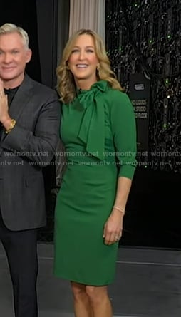 Lara's green tie neck sheath dress on Good Morning America