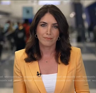 Liz Kreutz's orange ruched sleeve blazer on Today