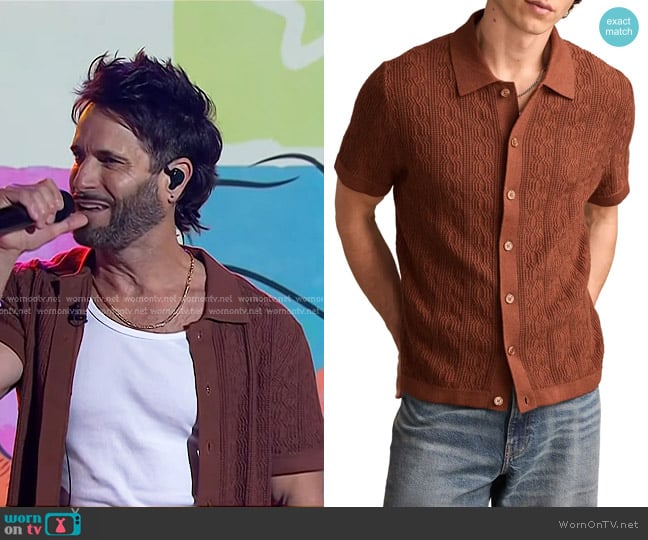 Lucky Brand Textured Button-Up Polo Sweater in Tortoise Shell worn by Matt Thomas on Today