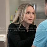 Lulu’s black pointelle knit top on General Hospital