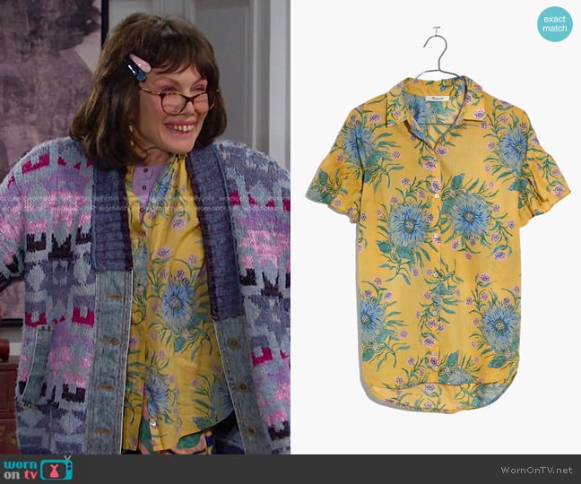 Madewell Ruffle-Sleeve Button-Down Shirt in Painted Blooms worn by Susan Banks (Stacy Haiduk) on Days of our Lives