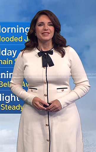 Maria's white button front dress with bow on Today