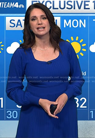 Maria's blue ribbed square neck knit dress on Today
