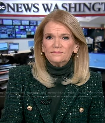 Martha Raddatz’s green tweed blazer on Good Morning America