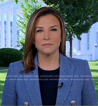 Mary's blue blazer with silver buttons on Good Morning America