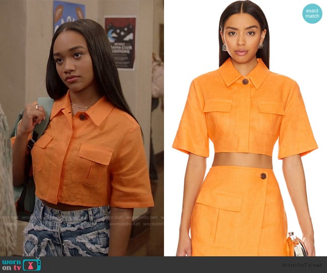 Matthew Bruch Cargo Crop Top worn by Tori (Lauryn Hardy) on All American