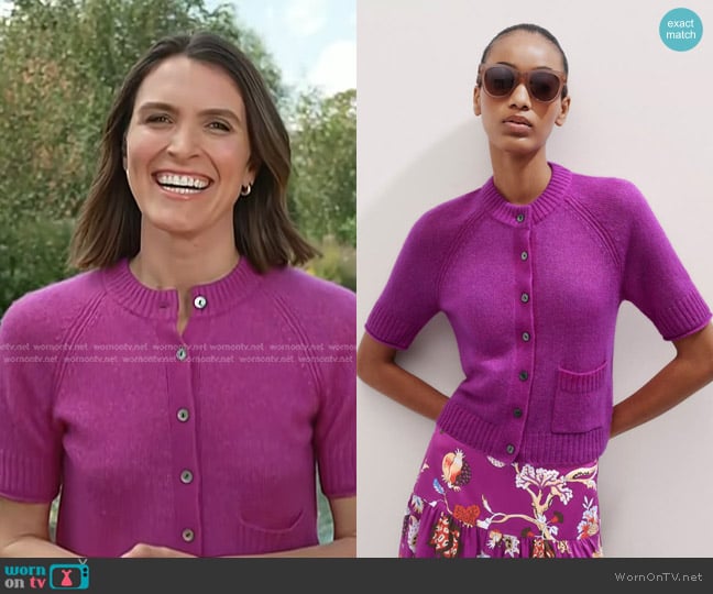Me + Em Merino Wool-Cashmere-Silk Cardigan worn by Molly Hunter on Today