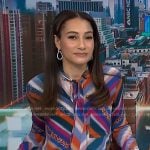 Morgan’s striped tie neck blouse on NBC News Daily