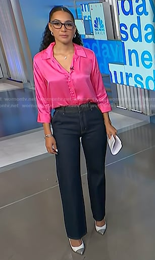 Morgan's pink shirt and jeans on NBC News Daily