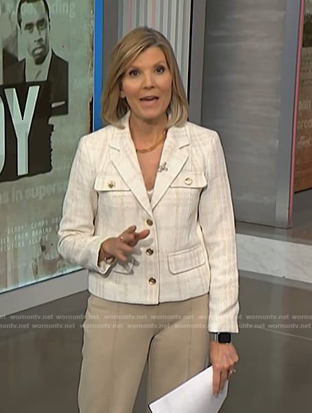 Kate Snow's white tweed jacket on NBC News Daily