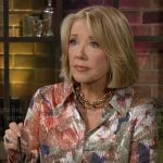 Nikki’s metallic floral shirt on The Young and the Restless