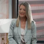 Nina’s green satin suit on General Hospital