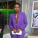 Zinhle’s purple blazer and pants on NBC News Daily