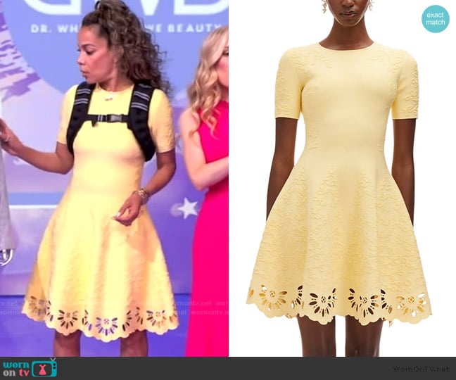 Oscar de la Renta Jacquard Eyelet Fit-&Flare Dress worn by Sunny Hostin on The View