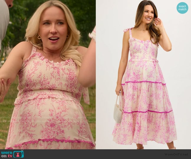 Maddie’s pink floral print maternity dress on You