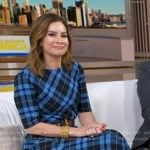 Rebecca Jarvis’s blue plaid midi dress on Good Morning America