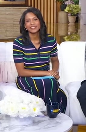 Rachle's striped polo and knit skirt on Good Morning America
