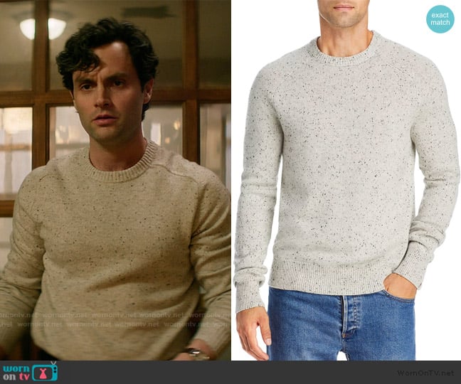 Rag and Bone Harlow Donegal Cashmere Sweater worn by Joe Goldberg (Penn Badgley) on You