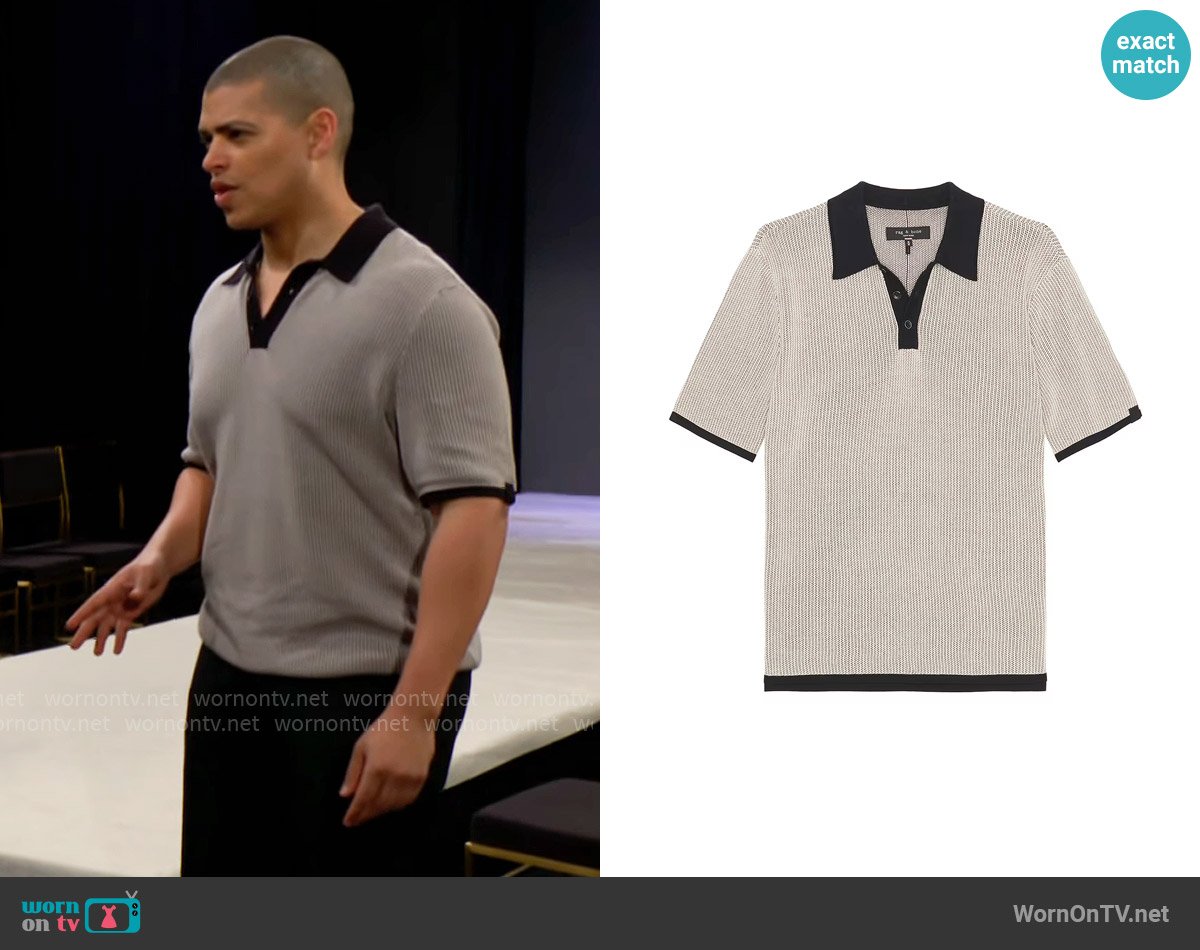 Rag & Bone Harvey Knit Polo Shirt in Light Tan