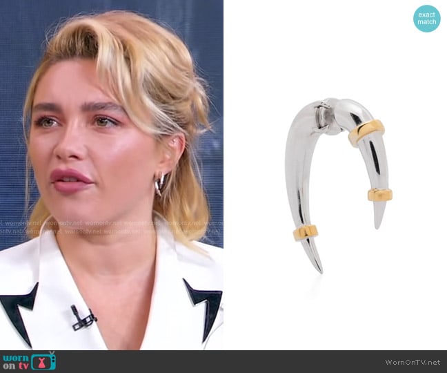 Rainbow K 14K Yellow and White Gold Horn Single Earring worn by Florence Pugh on Good Morning America