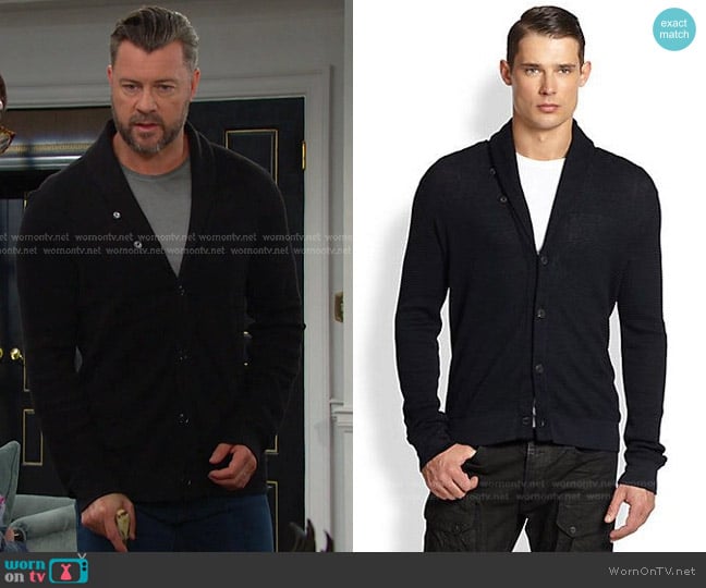 Ralph Lauren Shawl Collar Cardigan worn by EJ DiMera (Dan Feuerriegel) on Days of our Lives