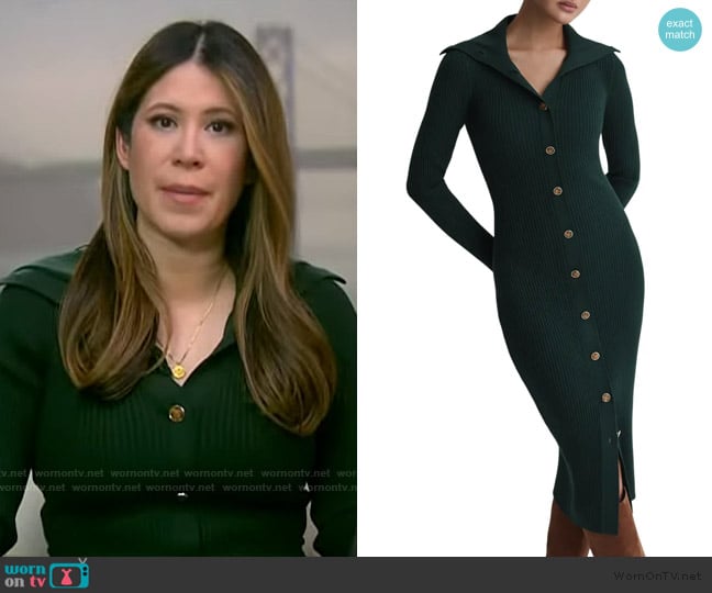 Reiss Maria Long Sleeve Rib Maxi Dress worn by Deirdre Bosa on NBC News Daily