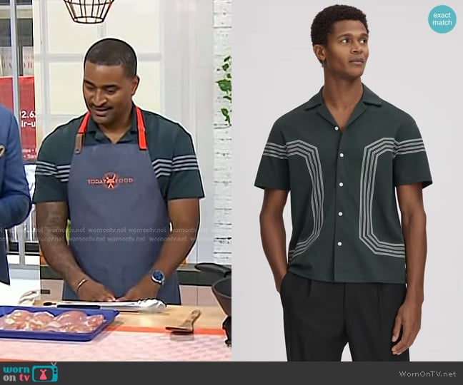 Reiss Arlington Cuban Collar Shirt in Emerald worn by JJ Johnson on Today